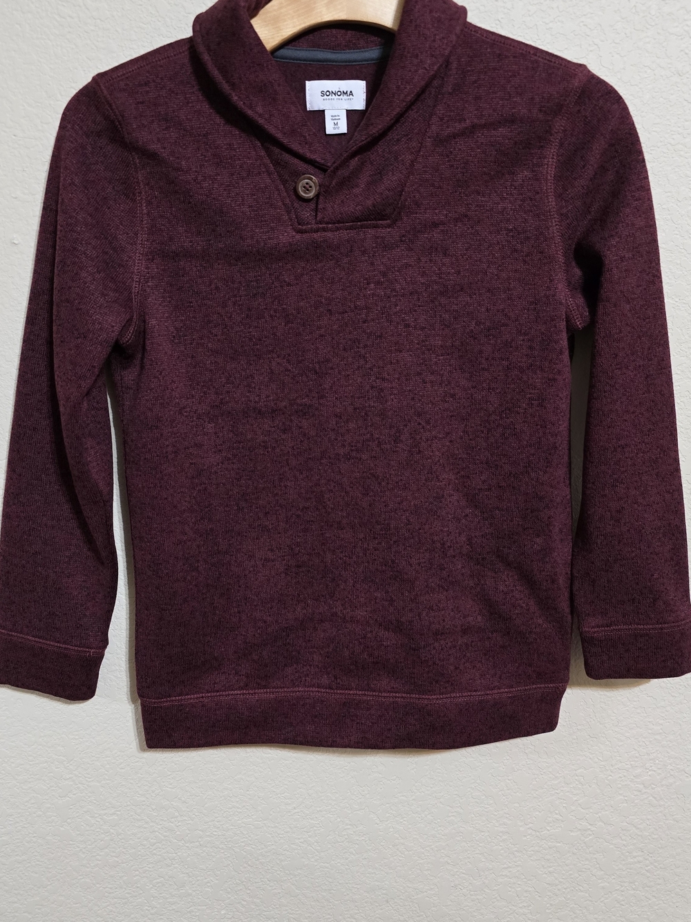 Sonoma Boys' Maroon Shawl Collar Pullover